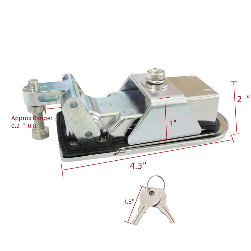 2 Pack Compression Latch Lock Flush Mount Trigger Latch Adjustable Sealed Large Lever Hand Operated Key Locking Silver