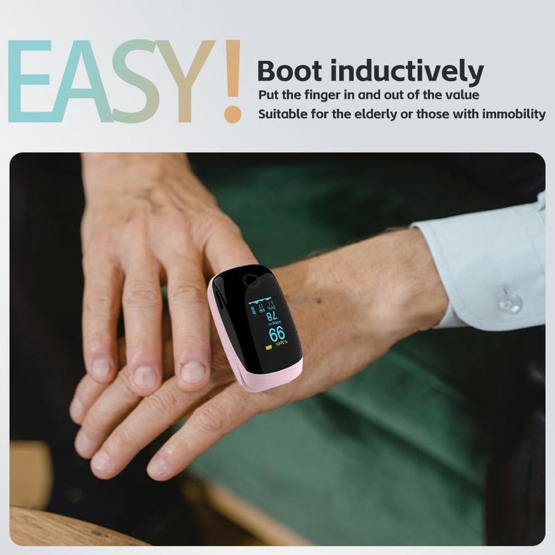 Finger Pulse Oximeter, Fingertip Blood Oxygen Saturation with Rechargeable Pulse Monitor, Accurate Spo2 Reading and Respiration Rate Monitoring for Home, Outdoor Sports
