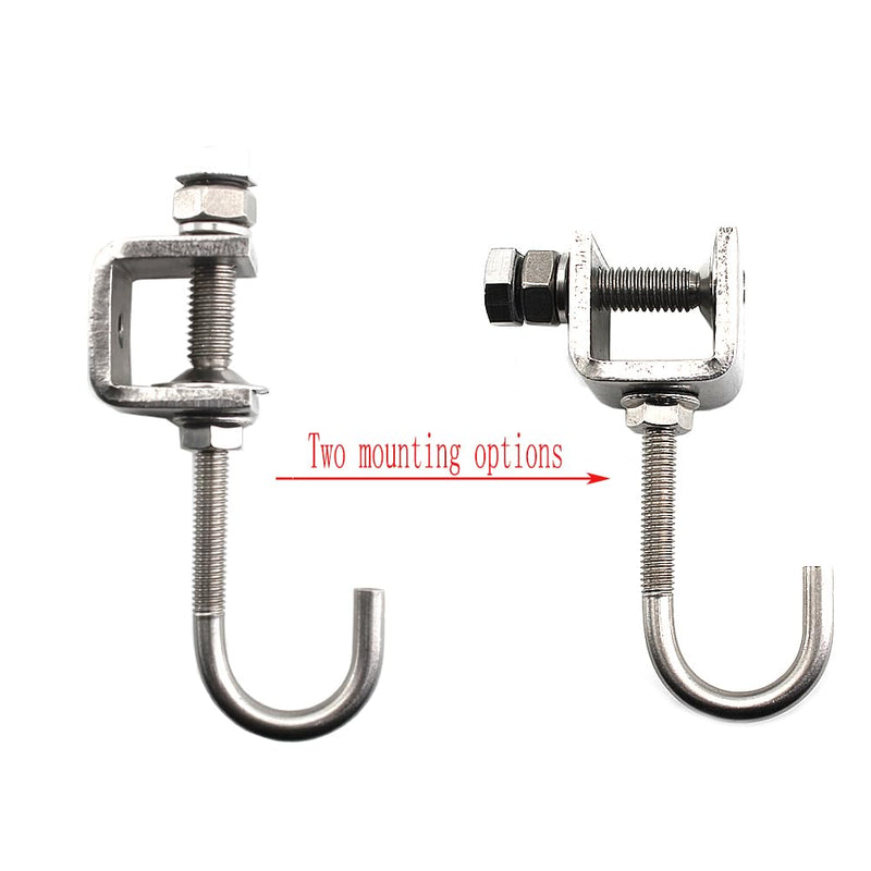 6Pcs I Beam Clamps with Hooks; C Clamp Hook Stainless Steel; Pipe Clamp Hooks for Hanging; Bolt Clamp Hook for Use Slotted Angle in Galvanized
