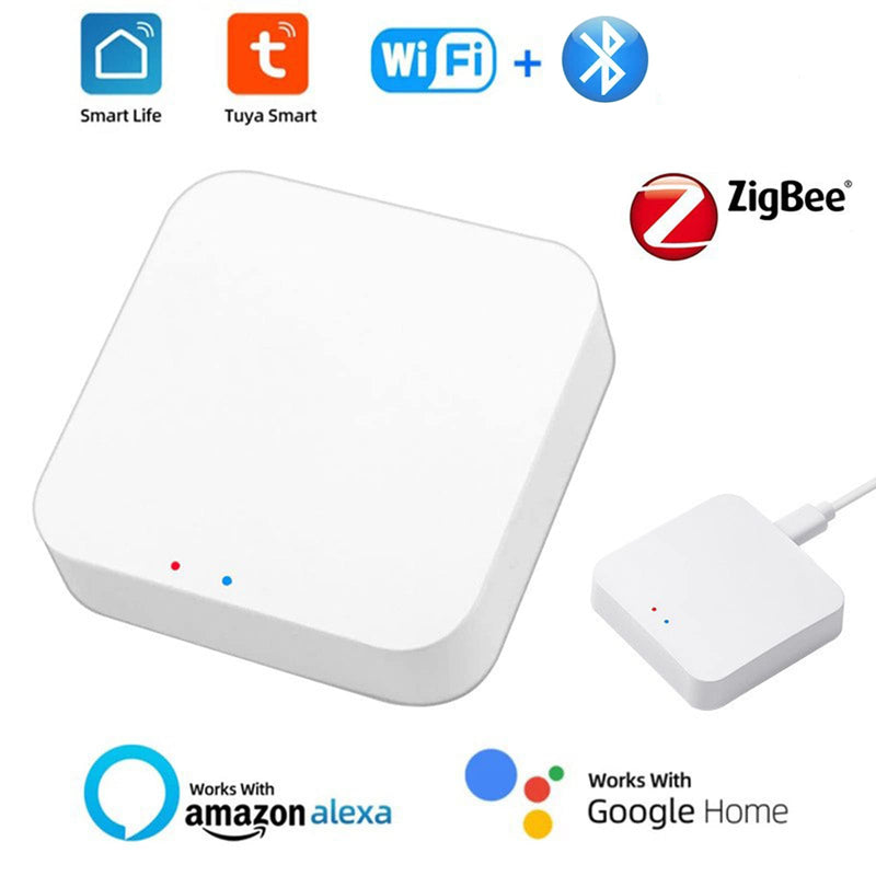 ZigBee 3.0 Hub WiFi & Bluetooth Dual Mode Gateway,Tuya Smart Home Bridge Wireless Remote Controller,Intelligent Bridge Wireless Smart Home Gateway Voice Control via Alexa, Google Home