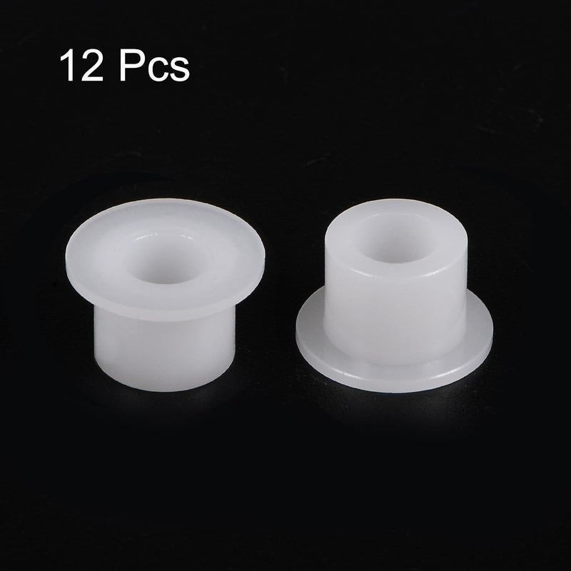 uxcell 12pcs Flanged Sleeve Bearings Plastic Bushings 6.1mm Bore x 9.9mm OD x 8.3mm Length Nylon Bushings, White 12