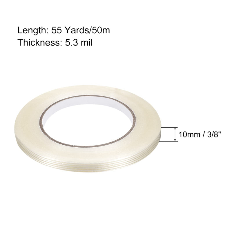 MECCANIXITY Filament Strapping Tape, 3/8 Inch x 55 Yards 5.3 Mil, Reinforced Fiberglass Tape Transparent