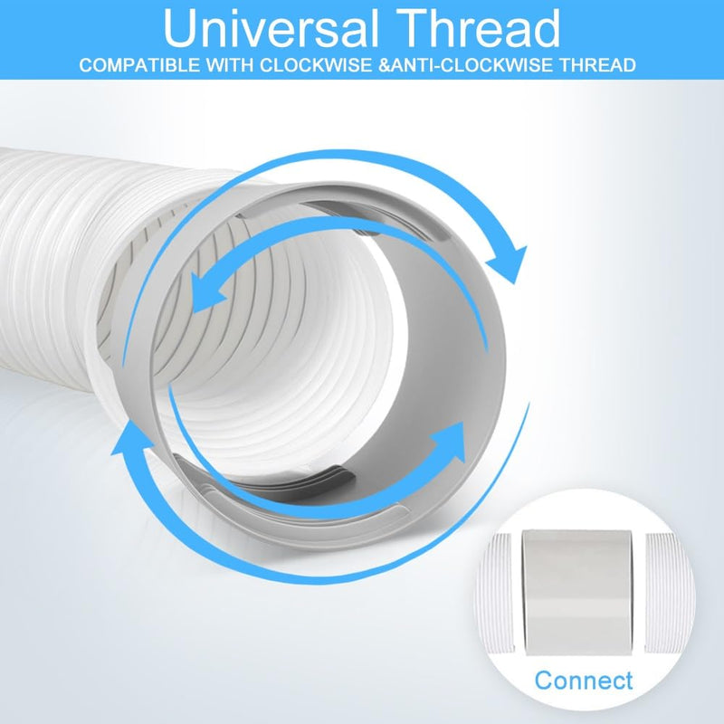 5.9 inch Air Conditioner Hose Coupler, AC Hose Extension Portable Air Conditioner Hose Connector Support Clockwise Counter-Clockwise Thread, Grey 1