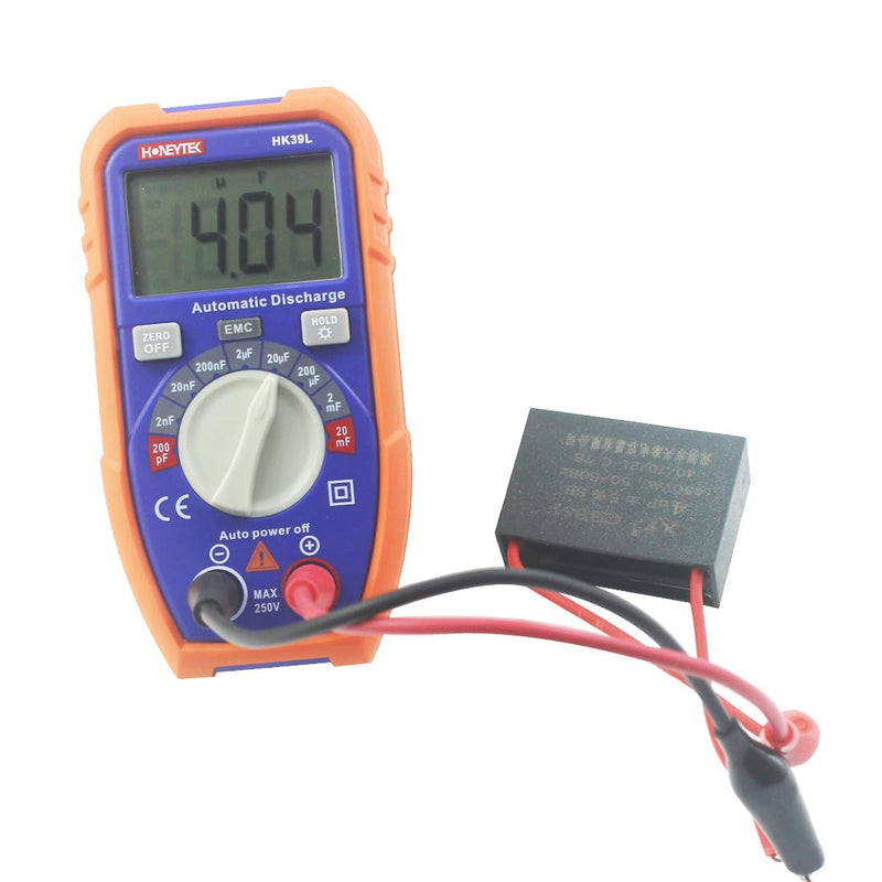 Honeytek HK39L Capacitor Tester with LCD Backlight, Safety Jacket 1999 Display for Industrial Components Capacitor Test
