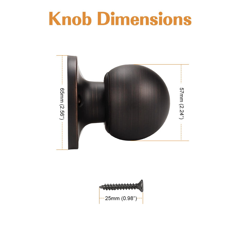 Probrico Classic Style Oil Rubbed Bronze Finish Dummy Handles Ball Style Door Knobs Lockset, 6 Pack