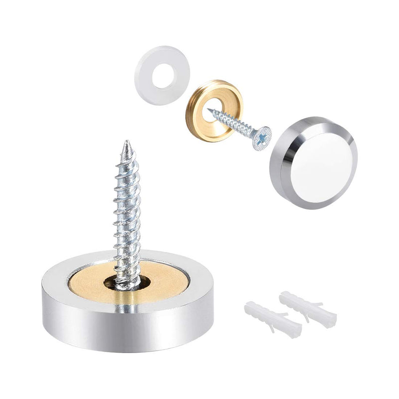 uxcell Mirror Screws Decorative Cap Cover Nails Polished Stainless Steel 22mm 8pcs Silvery