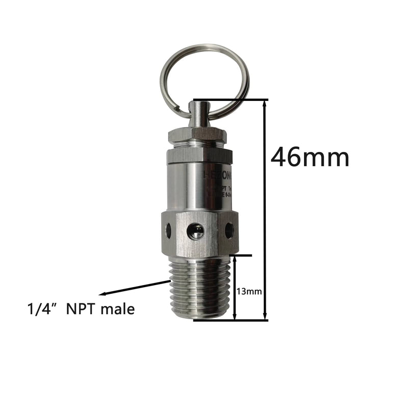 1/4" MNPT Pressure Relief Safety Valve,5psi Set Pressure,Stainless Steel SS304,Adjustable Range 0-10psi 5psi Set Pressure