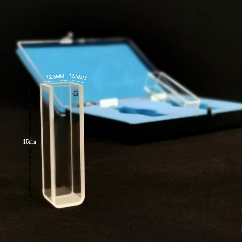Fluorescence Glass Cuvette Cells (Set of 4 Pcs) 4 Clear Sided Fluorometer Cuvettes (Optical Windows: 4; Spectral Range: 340-2500 nm; Pathlength: 10 mm; Volume: 3.5 ml; A Non-Sealing PTFE cover)