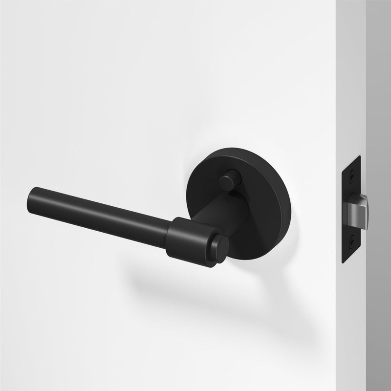 Okun Zen 1-Pack Matte Black Privacy Door Levers – Push Button Lock, Reversible, Sleek Concealed-Mount Design for Bedroom & Bathroom 1 Pack