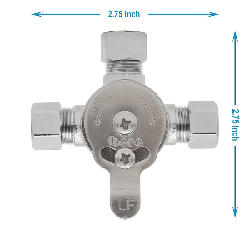 HYDRO MASTER Mechanical Water Mixing Valve, 3/8" Compression Fittings on inlets and Outlet