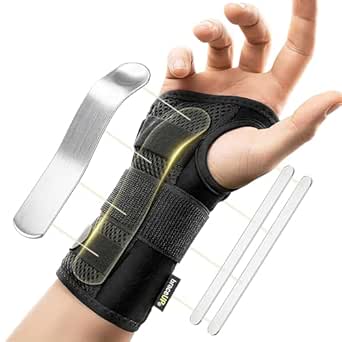 FREETOO Doctor Approved Wrist Support with 3 Stays,Adjustable Day Night Carpal Tunnel Wrist Splint for Men Women,Wrist Support Brace for Arthritis,Tendonitis,Sprained,RSI and Sports Protecting Left(13-20CM) Left-RoseRed