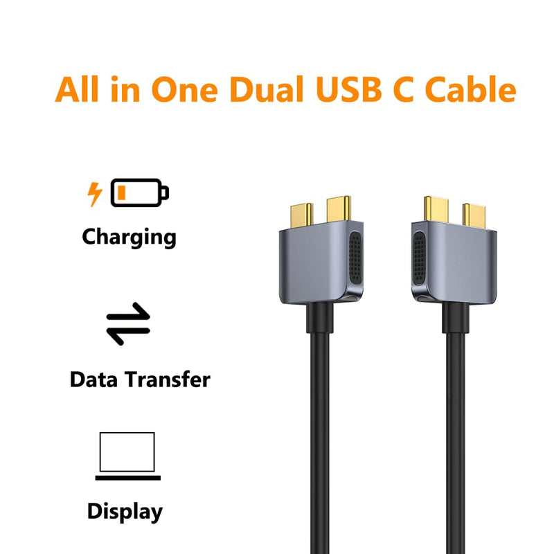 Tobenone Dual USB C Cable Docking Station, Length of the Wire is 70cm (Approximately 27.56 Inches), This Length Includes The Plug