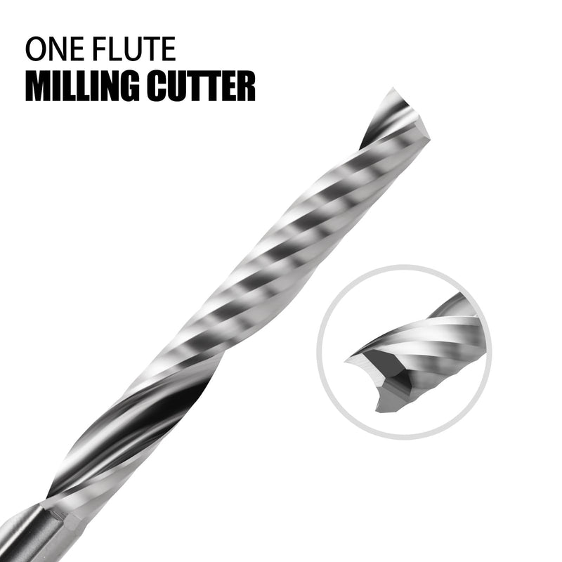 1/8 Shank CNC Router Bits 1 Flute End Mill Single Flute Spiral Router Bit Up Cut Milling Cutter with 1/16 Inch Cutting Diameter for Acrylic Plastic MDF (10) 10