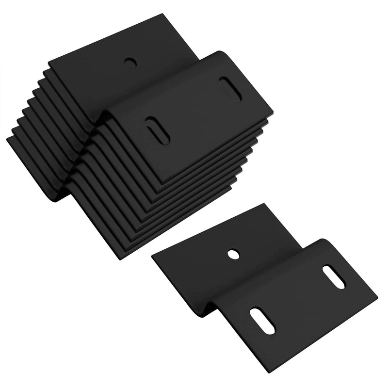 10 PCS Black Z Bracket Double Angle Channel Profile Corner Brace Mounting, Steel Furniture Support Connectors, Thickness 2 mm