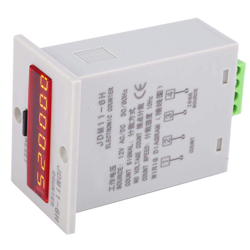 Electronic Counter,JDM11-6H No Voltage Counter 6 Digits Electronic LED Digital Display Counter Relay(AC220V)
