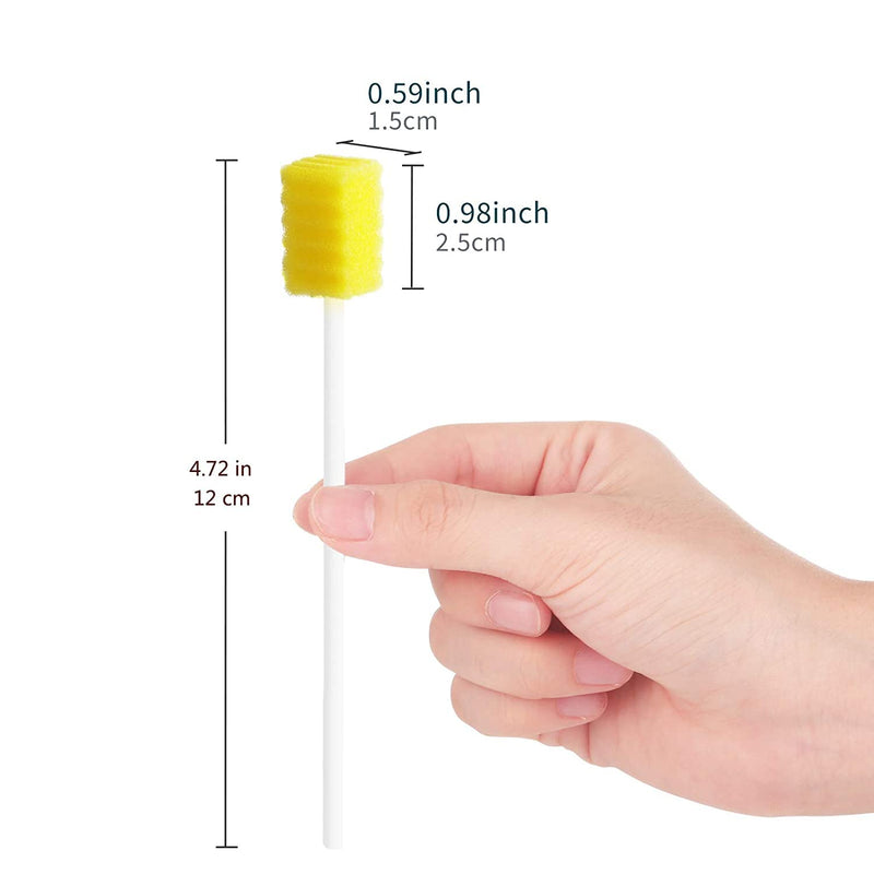 50 Pack Disposable Oral Swabs, Sterile Dental Sponge Swabsticks Unflavored for Mouth & Gum Cleaning - Yellow Yellow-50PCS