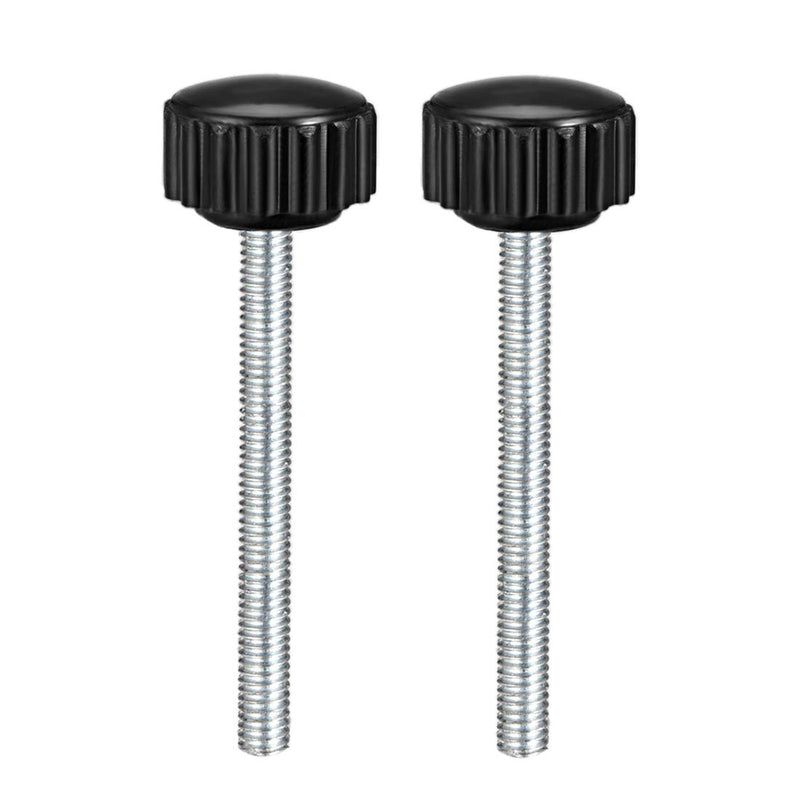 uxcell 2pcs Knurled Clamping Knobs M4 x 40mm Metric Zinc Plated Carbon Steel Male Thread Thumb Screw on Type 16mm Plastic Round Head Threaded Hand Bolt Stud Knobs Black M4 x 40mm x 16mm