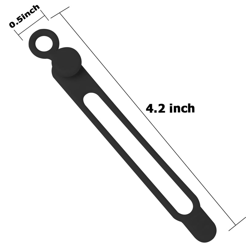Nearockle 16Pcs Silicone Cable Straps Wire Organizer for Bundling Earphone, Phone Charger, Computer Cords, Reusable Cable Ties Cord Organizer in Home,Office,Kitchen,School(Black) 4.2 Inch Black