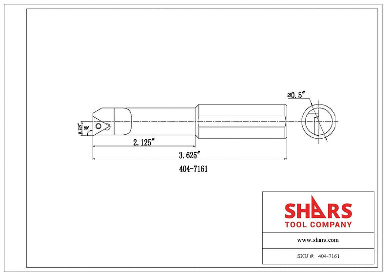 Shars 1/2" x 3-5/8" 90° Indexable Boring Bar 404-7161 1]