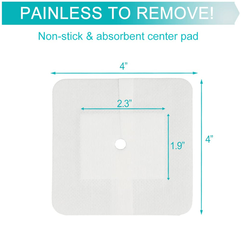 Feeding Tube Adhesive Wound Dressing Sponge Split Drain Bandage for Peg G J Supra-Pubic Incision Bordered Guaze Pad Off-Cut Catheter Stabilization Device Holder Post Surgery 4"X 4", Pack of 20 4"x4" Pack of 20
