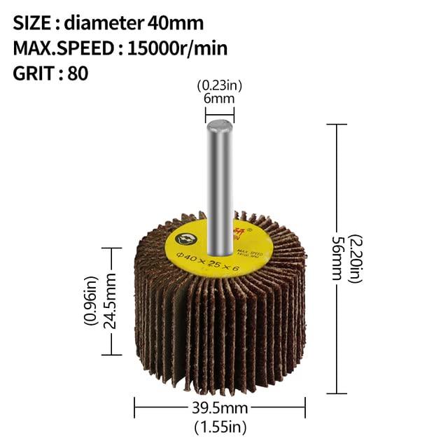 6 Pack Flap Wheel Sander Set with 1/4'' Shank 3 Size 80 Grits Abrasive Sanding Flap Wheels for Die Grinder Power Rotary Tool Flex Shaft Grinders Polishing Rust Weld Burr Removing Coat Paint