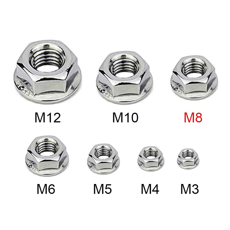 M8x1.25mm DIN6923 Serrated Flange Nuts 20 Pack 304 Stainless Steel Hex Lock Nuts Full Thread for Industrial Construction Fasteners M8x1.25mm, 20 pcs - NewNest Australia