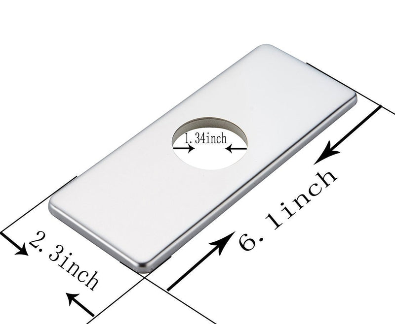6 Inch Chrome Sink Hole Cover, 4" Hole Cover Deck Plate, Bathroom Faucet Deck Plate, Stainless Steel Square Escutcheon for Bathroom or Kitchen Single Hole Vanity Sink Faucet