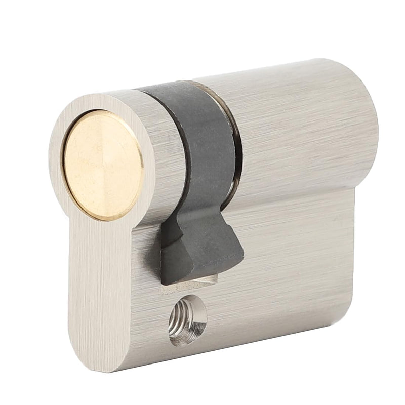 Copper Half Cylinder Lock with Nickel Finish for Doors, Key Lock, 40mm, Single Side Open, Anti-Rust, Modern, Nickel
