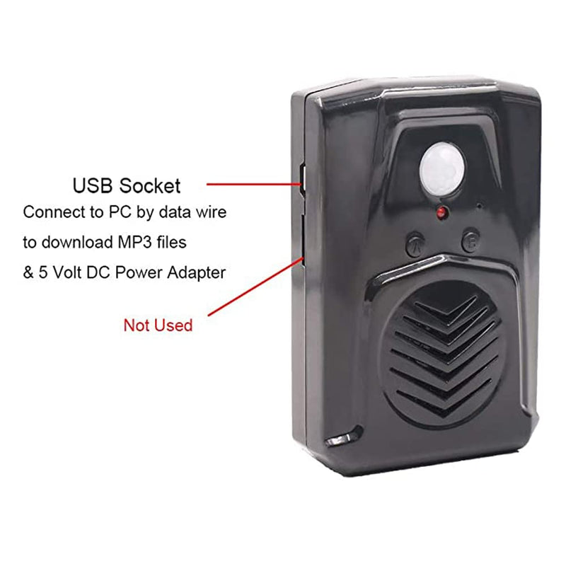PIR Motion Sensor Activated Sound Player Speaker with USB Cable, Download Your own MP3 Audio Files to Play Speech, Music or Sound Effects (Black) Black