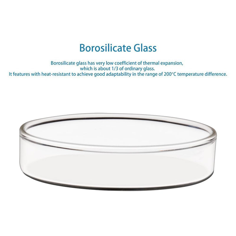 stonylab Glass Petri Dish with Lid, 5-Pack Borosilicate Glass Clear Culture Dish for Laboratory, 90x20 mm