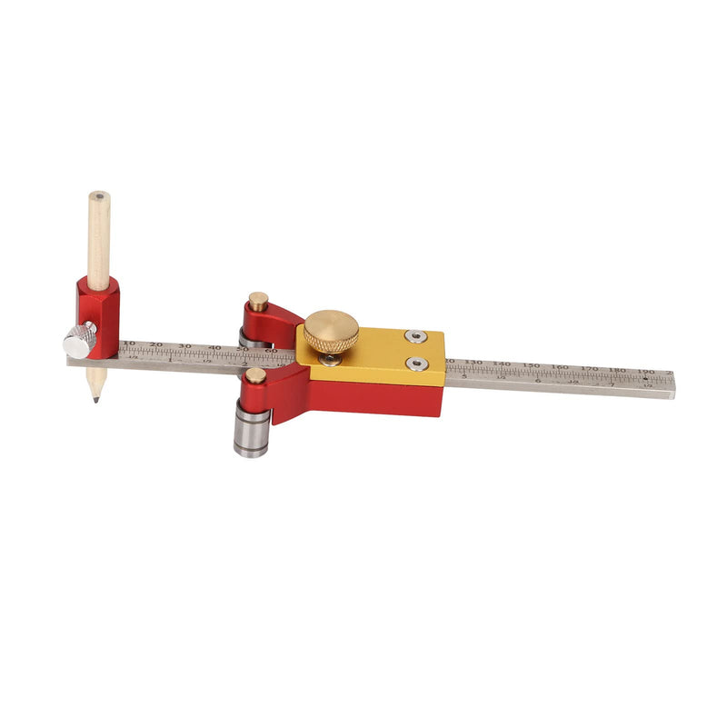 Hyuduo 3-in-1 Woodworking Scribe RulerAluminum Alloy Layout Tool with Metric/Imperial Scale for Straight Line, Parallel Line Arc Line Marking