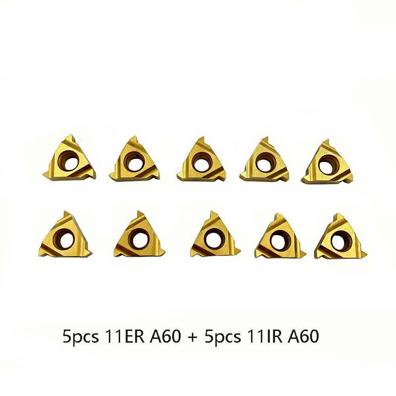 GBJ Lathe Threading Tool External + Internal Threading Holder SER 1010H11+ SNR 0010K11 Threading Holder with 11ER AG60 11IR AG60 Threading Inserts (SER1010H11+SNR0010K11+11ER A60+11IR A60 (Gold)) SER1010H11+SNR0010K11+11ER A60+11IR A60 (Gold)