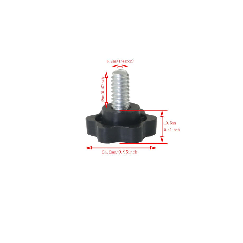 5PCS 1/4"-20 12mm Length Star Hand Knob Threaded Post Black Plastic Hex Shaped Clamping Knob Handle Hex Shaped Clamping Knob Handle Screw Length 12mm