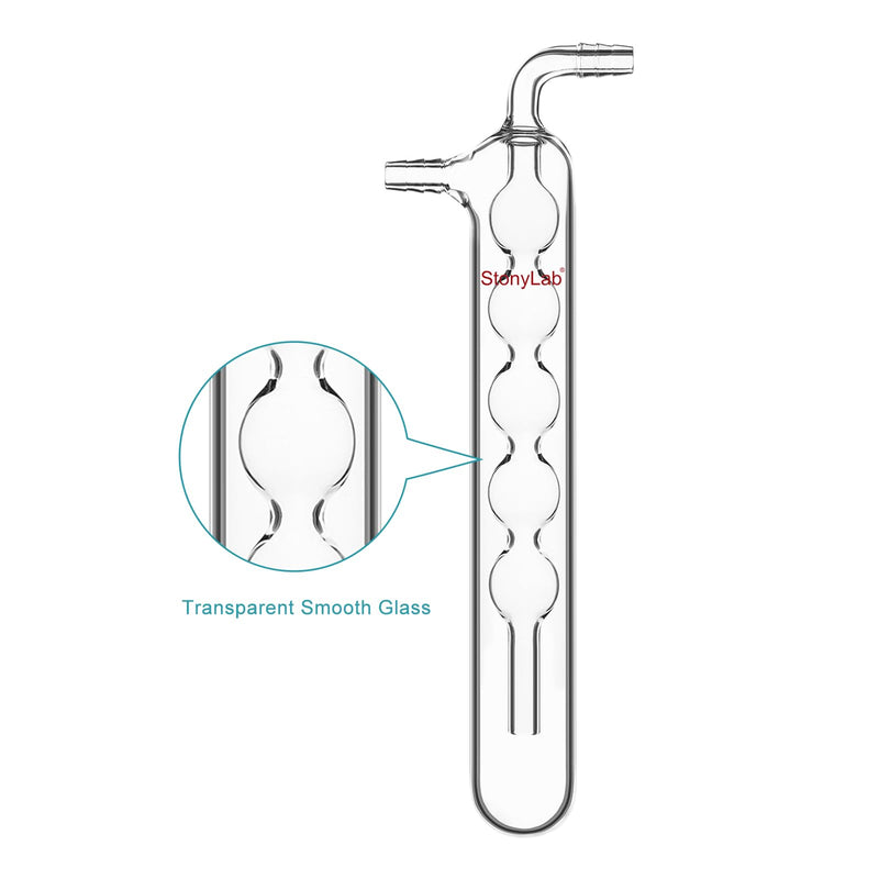 stonylab One-Piece Glass Vacuum Cold Trap Bubbler, 225 mm Length, 10 mm Serrated Hose Connection, G3.3 Borosilicate Glass, for Condensing and Capturing Volatile Gases in Lab Experiments