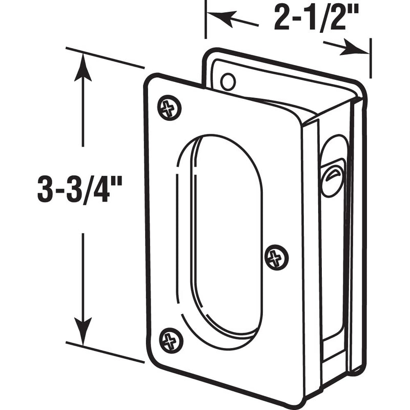 Prime-Line N 7363 Brass Closet Pocket Door Passage Pull, 3-3/4” x 2-1/2” Pull for 1-3/8” x 1-3/4” Thick Doors, Satin Nickel (Single Pack)