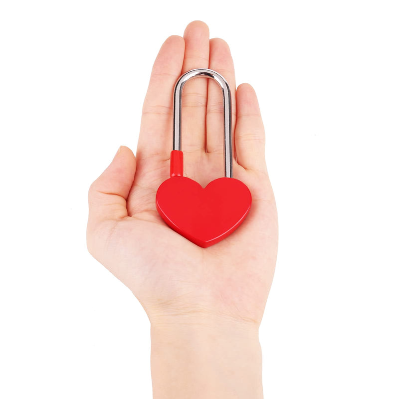 3.5" 50mm Love Lock Heart Padlock,Red Single Heart Wish Lock for Lovers Wedding,Valentines,Anniversary,Travel, Valentines Day, Bridge(NO Key) Red 1PC