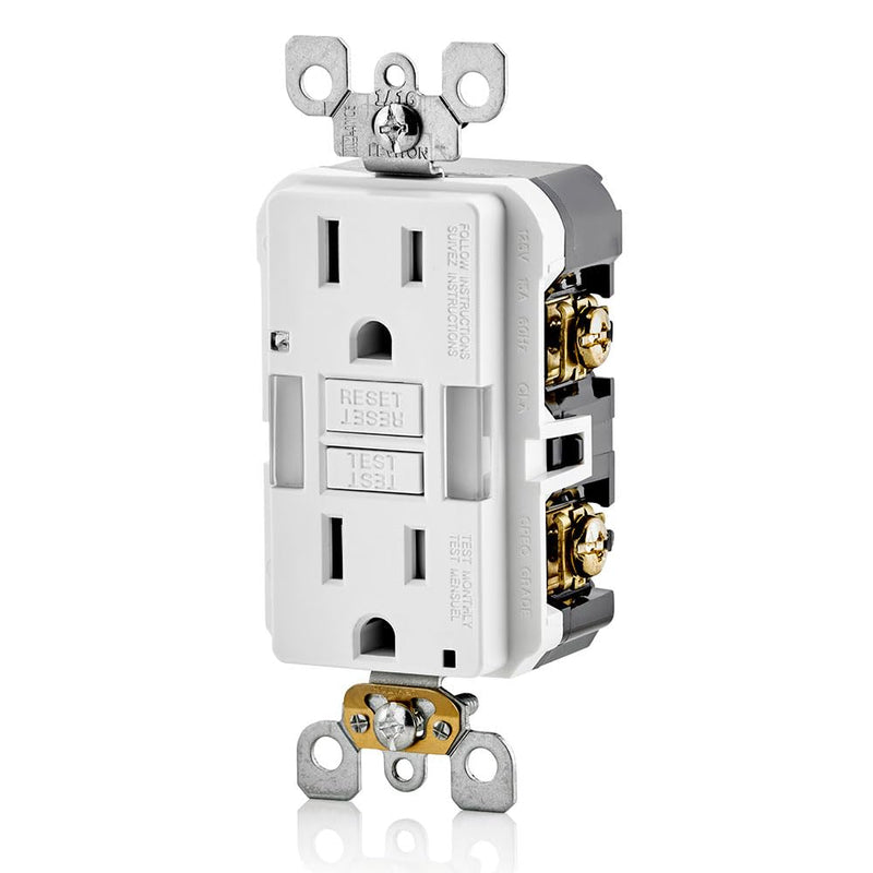 Leviton GFCI Outlet with Guidelight, 15 Amp, Self Test, Tamper-Resistant with LED Indicator Light, Replaces Plugged in Night Light, GFNL1-W, White GFCI, Guidelight