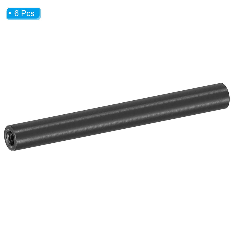 PATIKIL M3 Aluminum Spacers, 6 Pcs Metal Spacer Aluminum 3mm IDx5mm ODx55mm L Threaded Spacer Screw Standoff Column Bolts Female Round for RC Car Drones Stack Motherboard, Black 55mm L