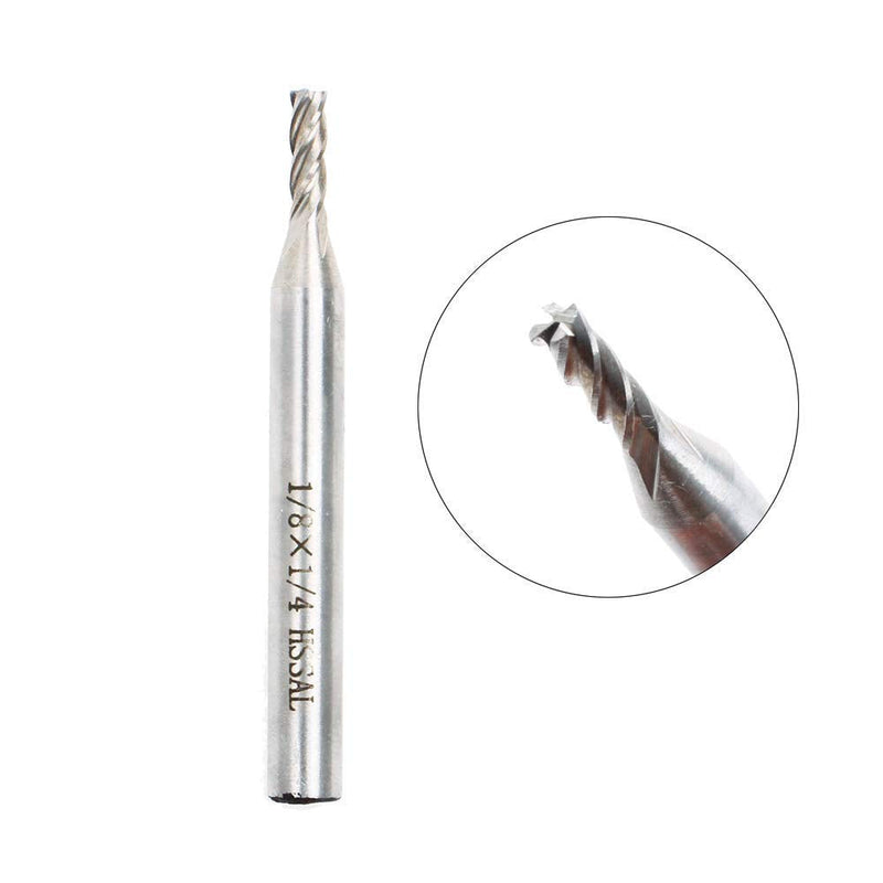 AUTOTOOLHOME 1/8" X 1/4" HSS 4 Flutes Straight End Mill Cutter Pack of 2 CNC Milling Drill Bits Router Bits for Wood Aluminum Steel