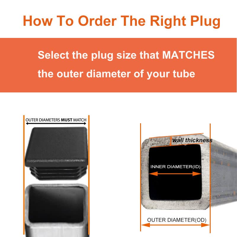 8 Pack 1 3/4 Inch (45mm) Square Plastic Plugs, Insert End Caps for Square Tubing Post 1 3/4 inch-8pcs