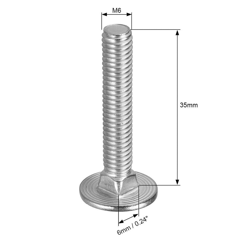 uxcell Carriage Bolts, Neck Carriage Bolt, Round Head Square Neck 304 Stainless Steel M6x35mm 20pcs 20