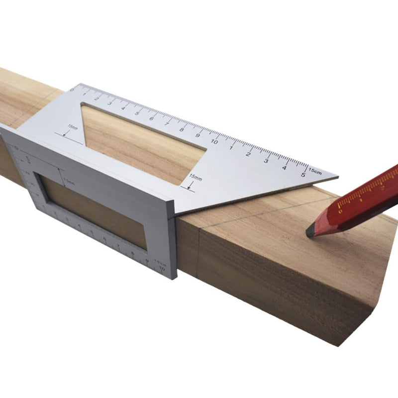 Healifty T Square Ruler Saddle Layout Square Gauge Woodworking Scribing Ruler 3D Angle 45/90 Degree Measuring Template Tool Aluminum Alloy for Carpenter T