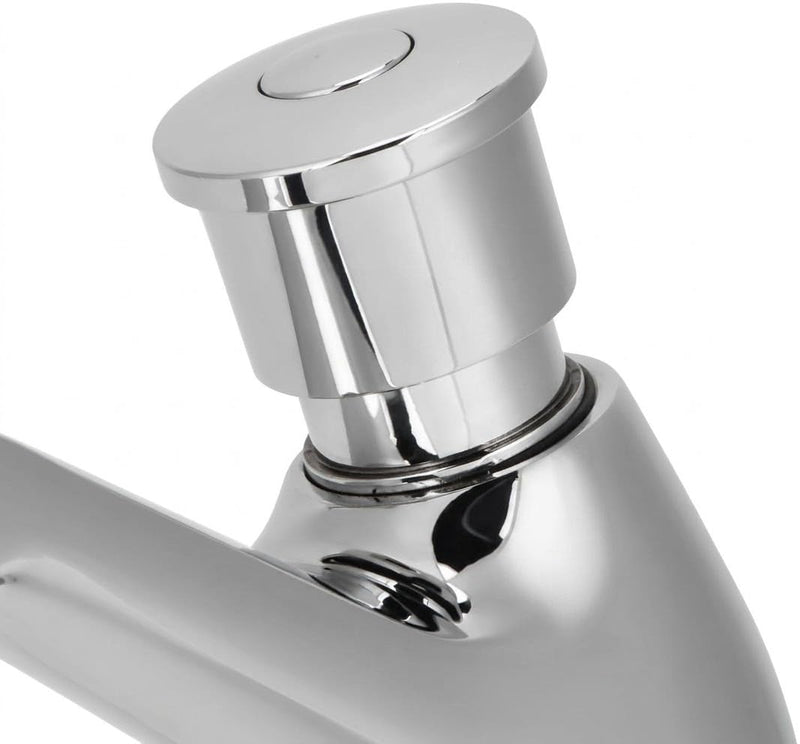 Time Delay Faucet G1/2 Thread, Self Closing Water Saving Tap Copper Chrome Plated, Single Cold Metering Valve for Public Outdoor and Laundry Utility
