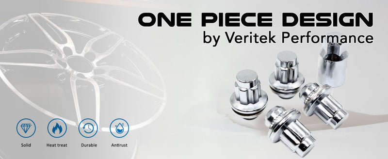 Set of 4 14x1.5 Veritek OEM Mag Washer Style Factory Replacement Chrome Lug Nut Wheel Locks w/Key for Toyota Sequoia Landcruiser Tundra Lexus LX VPE-45800N