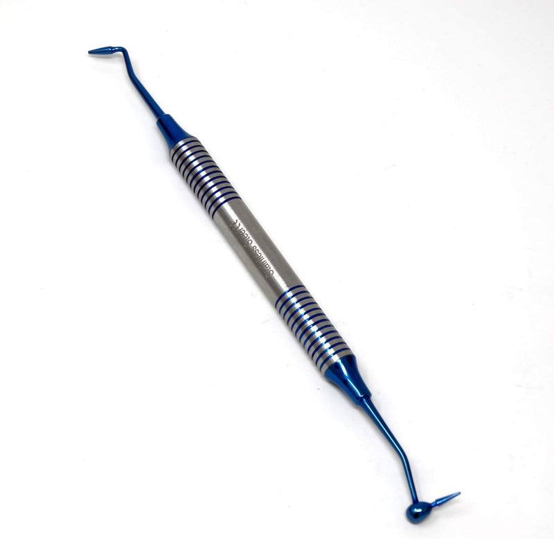 Set of 6 Dental Composite Placement Instruments Hand Carving Dentistry Kit, Blue Titanium Coated Tips, Stainless Steel Kit