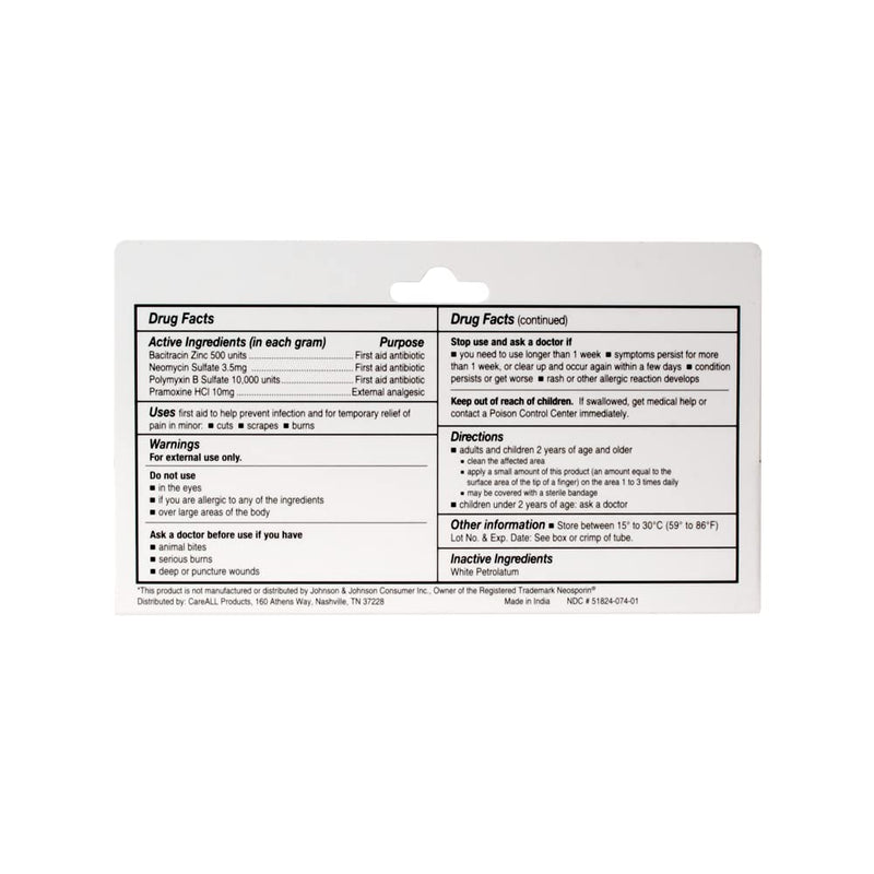 CareAll Triple Antibiotic Ointment + Pain Relief 1.0 oz (2 Pack), Dual Action First Aid for Minor Scrapes, Cuts, and Burns to Help Prevent Infection While Providing Maximum Strength Pain Relief.