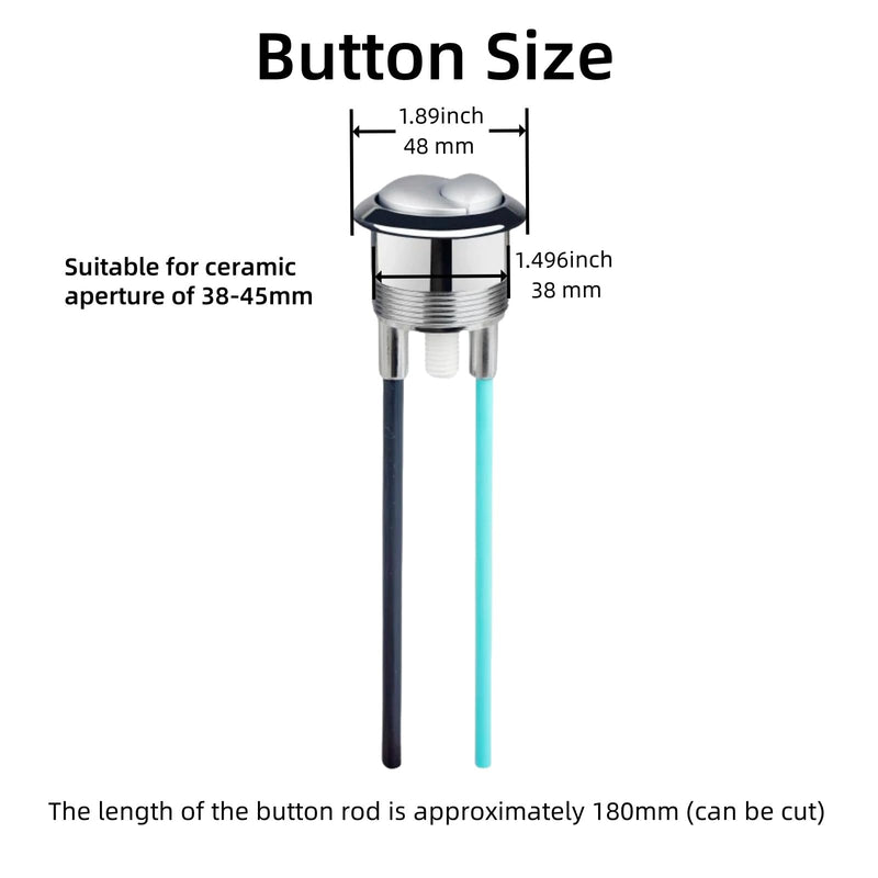 Banhey Dual Flushing Toilet Push Button Spare Parts,Top Toilet Button Replacement Compatible with Geberit & Kohler Part, Satin Chrome Toilet Parts with 1.5inch(38mm) Hole in the Toilet Tank Lid