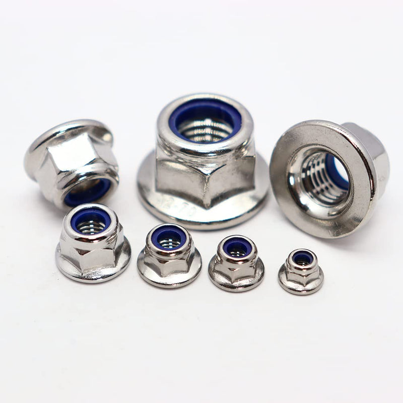 M10x1.5mm DIN6926 Flange Nylon Lock Nuts 12 Pack 304 Stainless Steel Hex Locknuts Full Thread for Industrial Construction Fasteners M10x1.5mm, 12 pcs