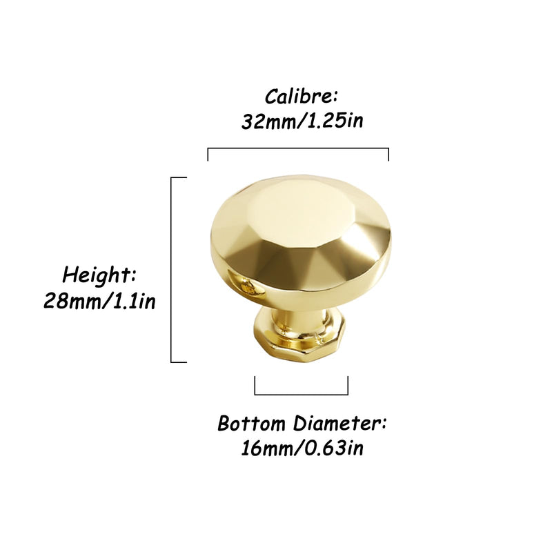 Glossy Gold Cabinet Pulls Kitchen Cabinet Handles Drawer Pulls Dresser Knobs Modern Cabinet Hardware (10 Pack, Glossy Gold, Single Hole) 10 Pack