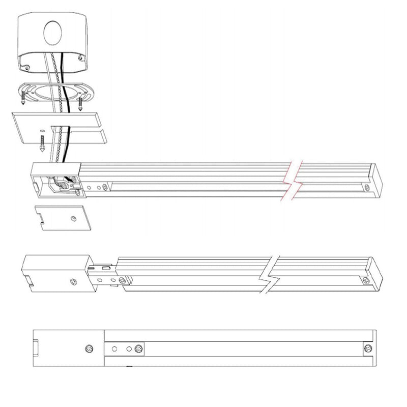 WAC Lighting H Track 120V Live End Power Feed Connector to Power Track from Either End for H Style 3-Wire Track Systems in Black
